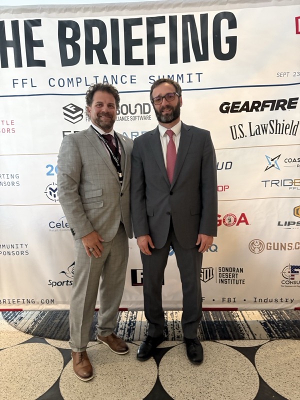 Chris Chiafullo and ATF Chief Counsel Robert Leider at The Briefing sponsor backdrop